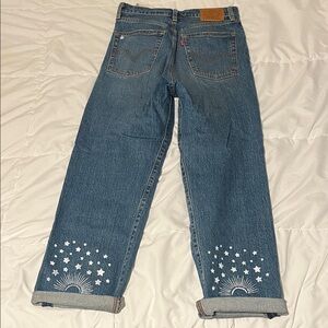 Levi's Blue Boyfriend Jeans with Hand-painting